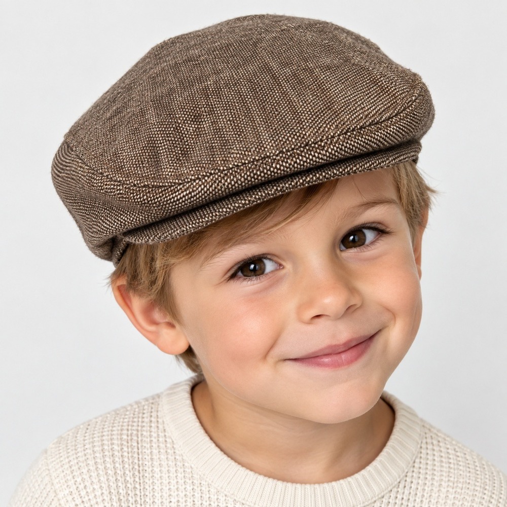 Knuckleheads Little Threads Kids XXS Brown Tweed Newsboy Flat Cap Hat NWT